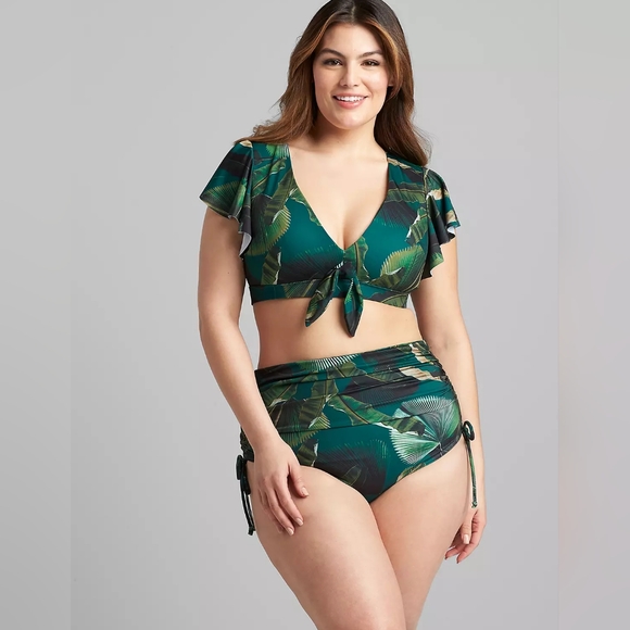 Cacique Other - Swim By Cacique 2 Piece Lane Bryant Tropical Green Swimsuit